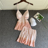 Two-Tone Lace Satin Sleepwear Pajama - FashionByTeresa